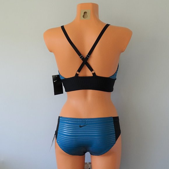 Nike 2 Piece Shine Stripe Active Bikini Set NWT - Picture 3 of 3